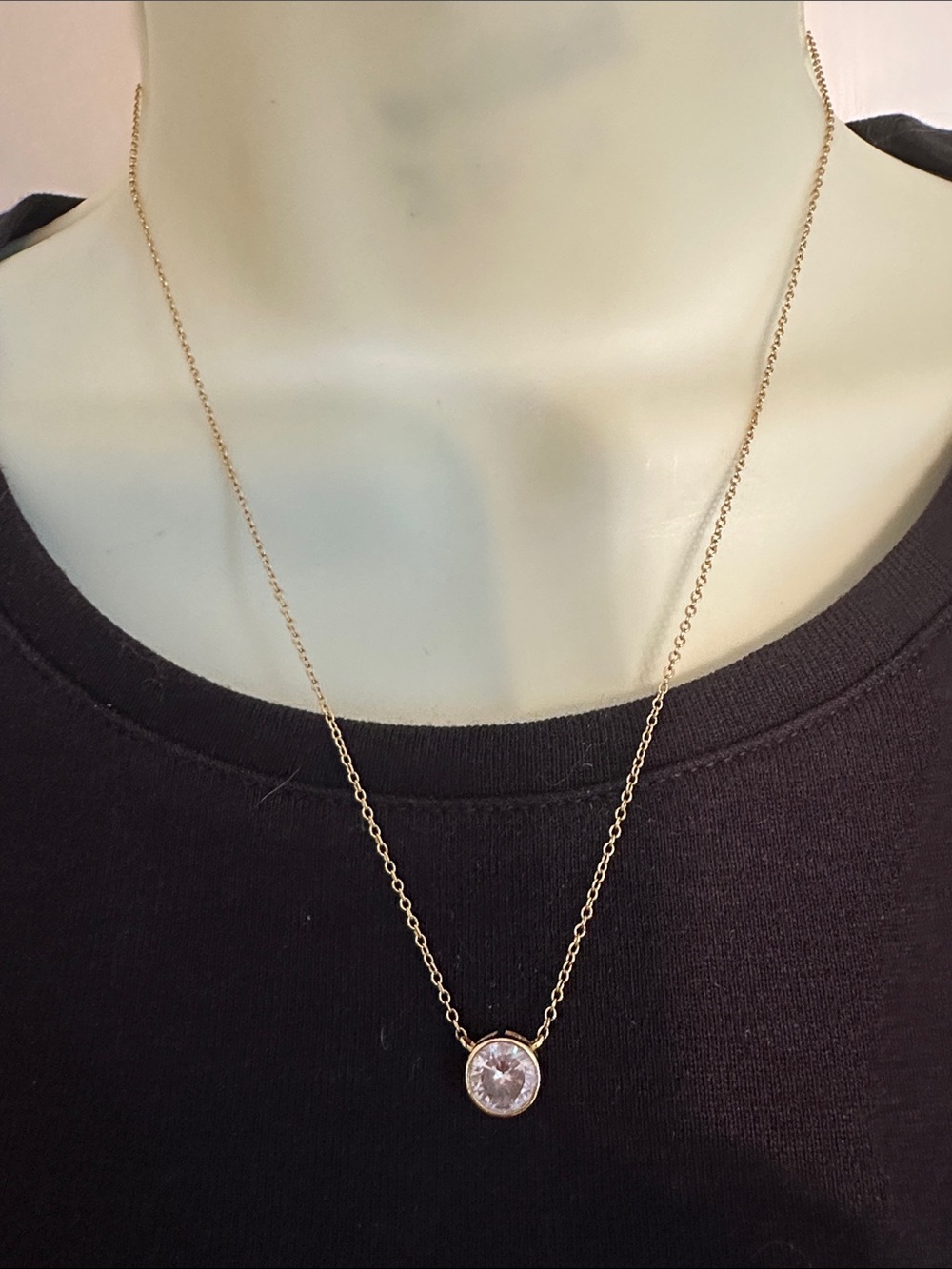 Delicate Gold Plated 925 Silver Pendant Necklace with Clear Stone